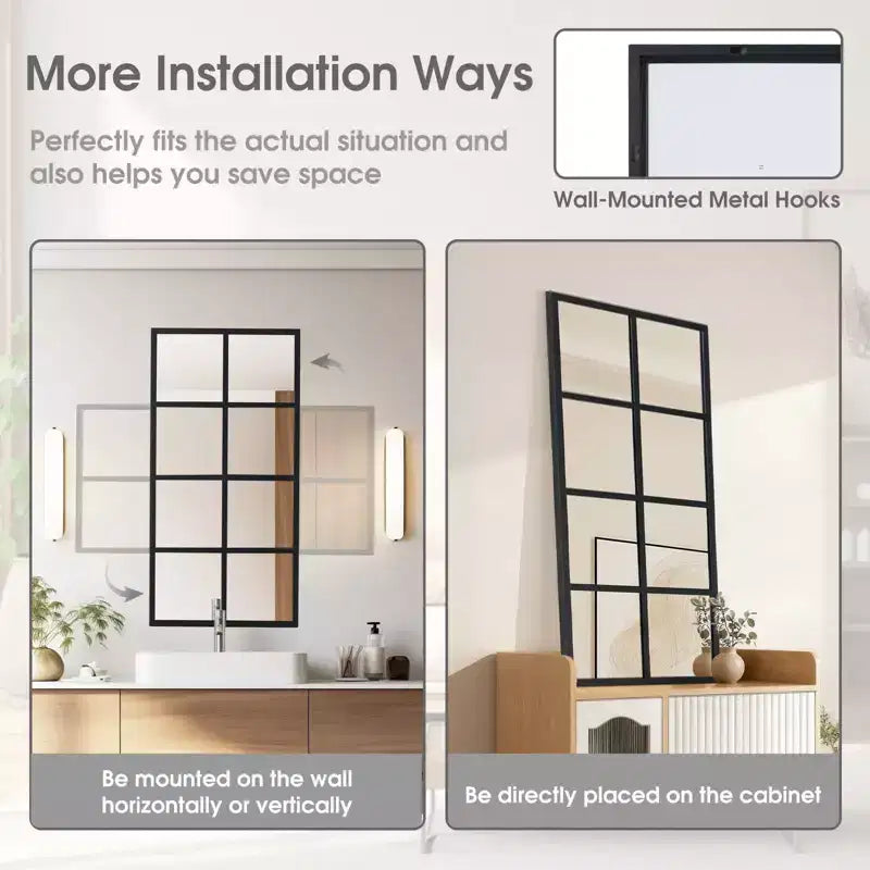 Specchio da parete minimalista con cornice in metallo nero