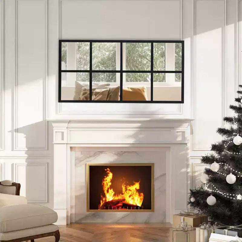 Specchio da parete minimalista con cornice in metallo nero