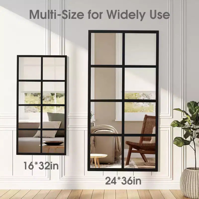 Specchio da parete minimalista con cornice in metallo nero