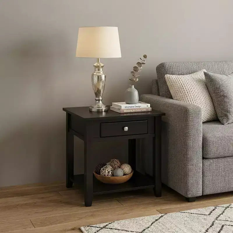 Tavolino quadrato nero da 55 cm – Legno lavorato