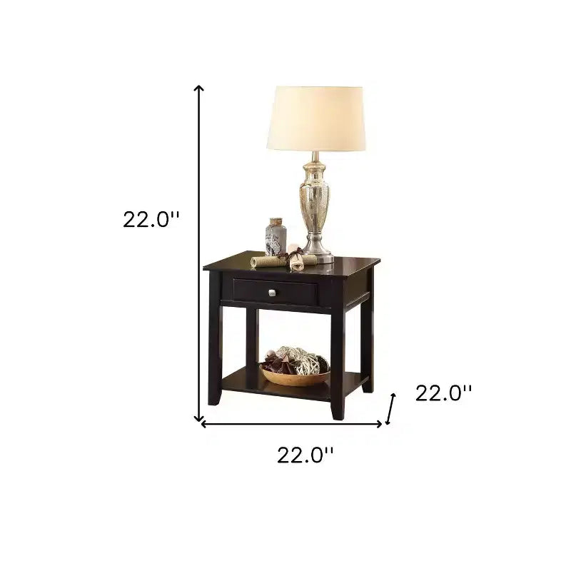 Tavolino quadrato nero da 55 cm – Legno lavorato