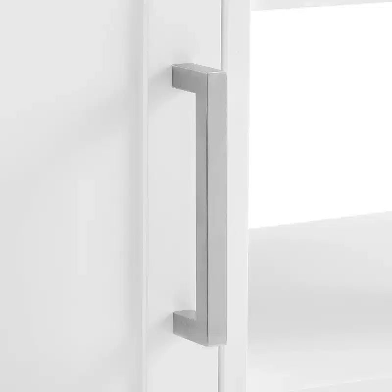 Carrello da Cucina Aperto con Isola - Bianco e Legno Naturale