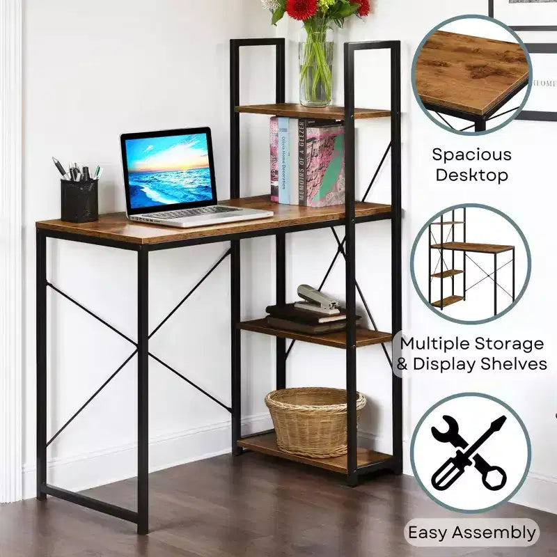 Scrivania workstation da ufficio con mensole