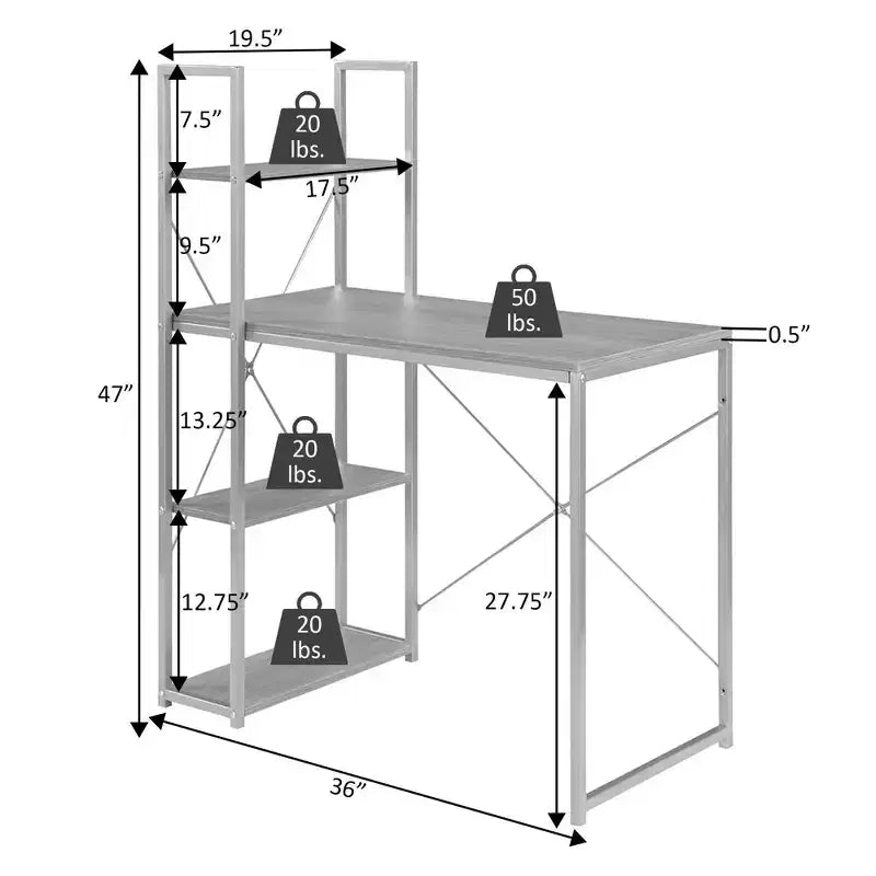 Scrivania workstation da ufficio con mensole