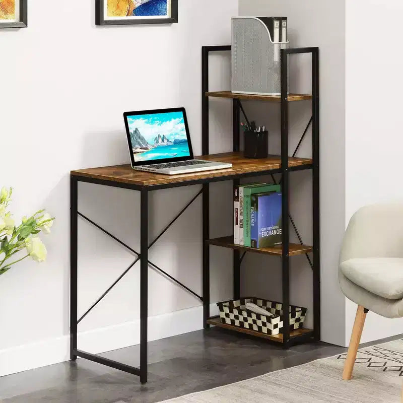 Scrivania workstation da ufficio con mensole